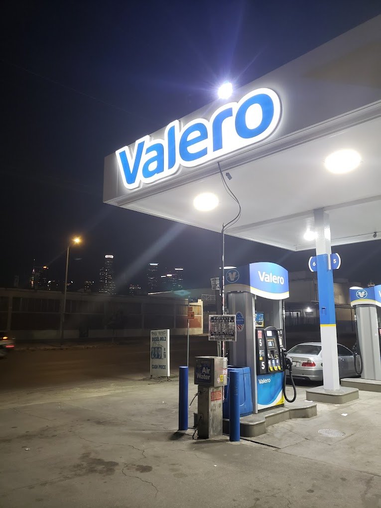 Superfine Valero Gas Station in Los Angeles, California.